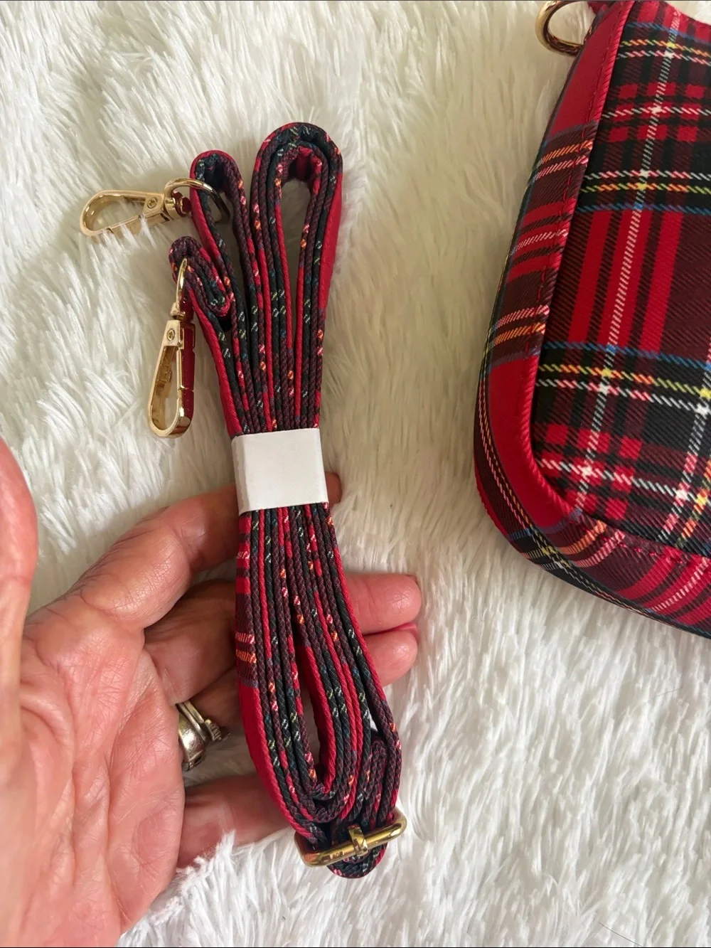 NWOT red plaid small crossbody
